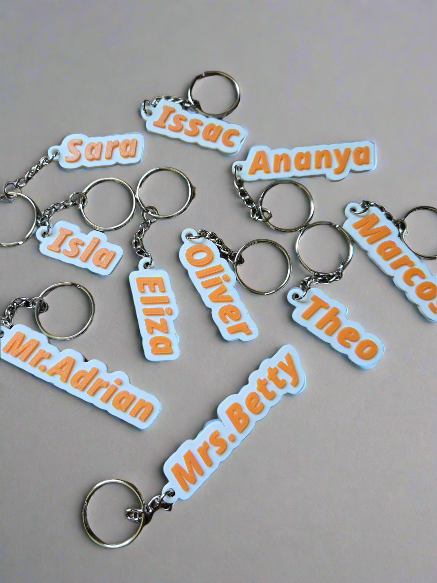 Personalized Name Keychain Custom 3D Name charm Party goody bag Backpack tag Bag tag name keyring small cute gift for her for kids family